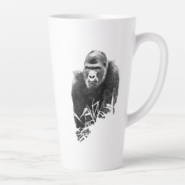 Gorilla Lope Digitale Kontur Kunst Milchtasse (Rechts)
