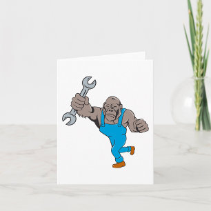Gorilla-Mechaniker mit Schraubenschlüssel Karte