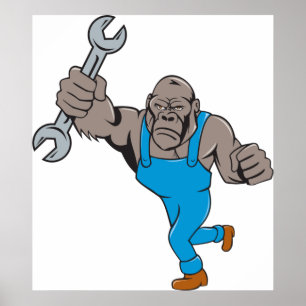 Gorilla-Mechaniker mit Schraubenschlüssel Poster
