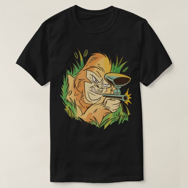 Gorilla mit Paintball Gun Funny Animal T-Shirt (Design vorne)