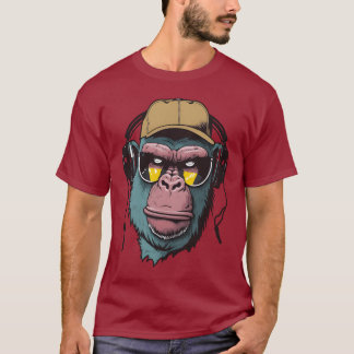 Gorilla mit Sonnenbrille, Kopfhörer T-Shirt