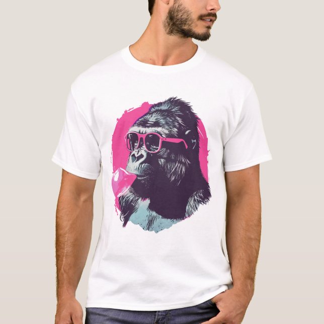 Gorilla mit Sonnenbrille und Kaugummi T-Shirt (Vorderseite)
