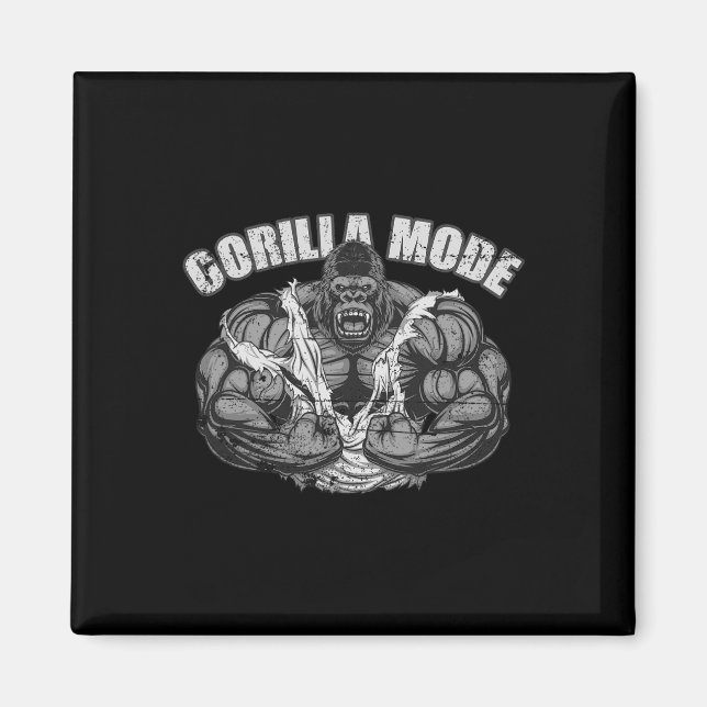 Gorilla Mode Gym Ape Fitness Coach Swole Monkey  Magnet (Vorne)