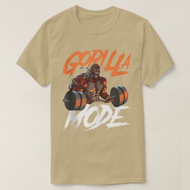 Gorilla Mode Gym Beast Workout Gewichte Lifting Po T-Shirt (Design vorne)