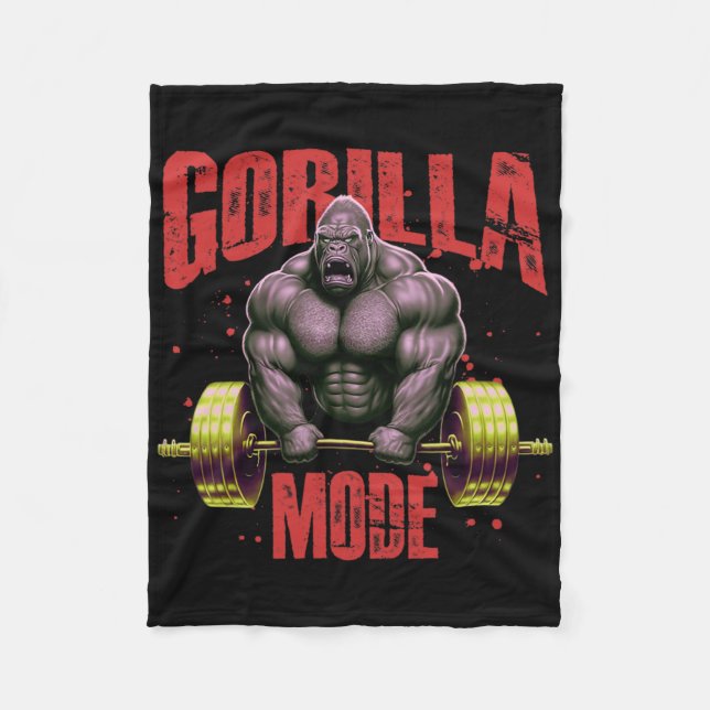 Gorilla Mode Weightlifting Gym Bodybuilding Workou Fleecedecke (Vorderseite)