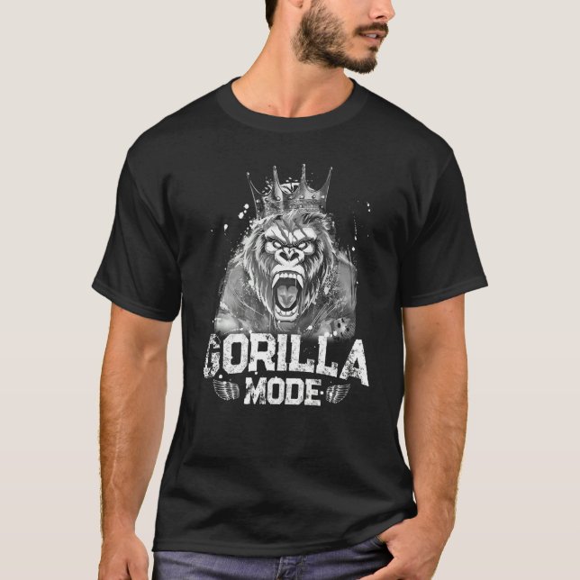 Gorilla Mode Workout Gym Erfolg Fitness King Beas T-Shirt (Vorderseite)