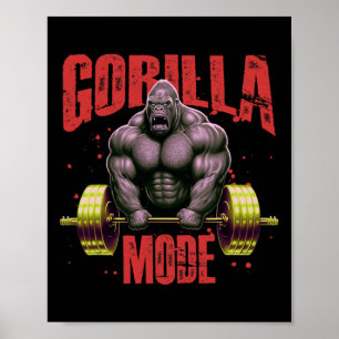 Gorilla-Modus-Gewichtheben-Gym-Körperaufbau-Workou Poster