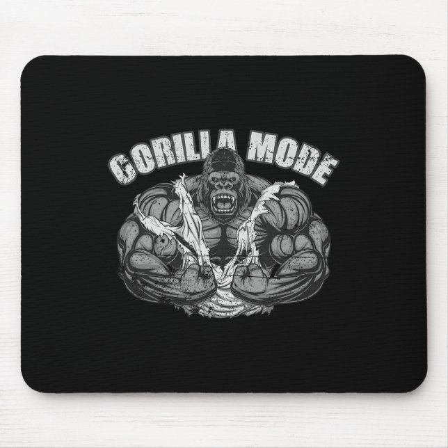 Gorilla-Modus-Gym-Affe-Fitness-Coach-Swole-Affe Mousepad (Vorne)