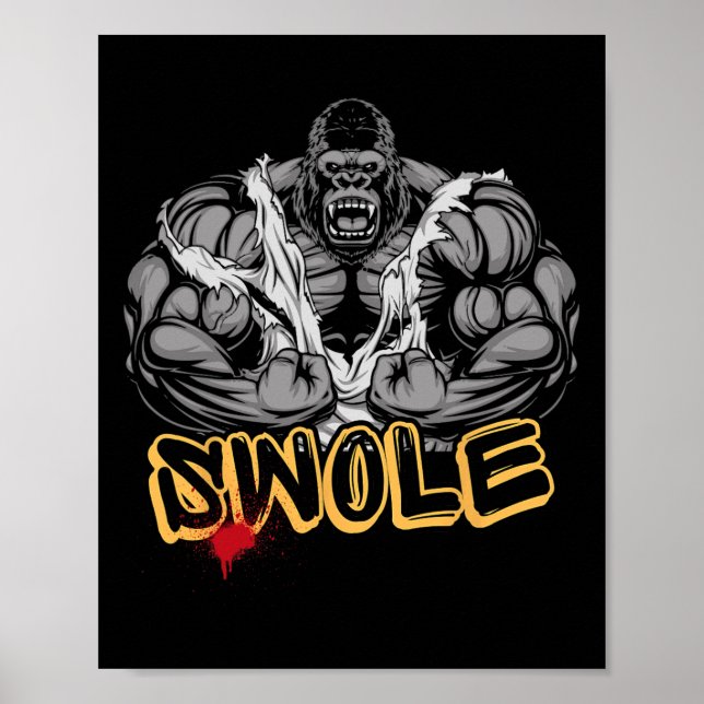 Gorilla-Modus-Starkes-Bodybuilding-Workout-Muskel- Poster (Vorne)