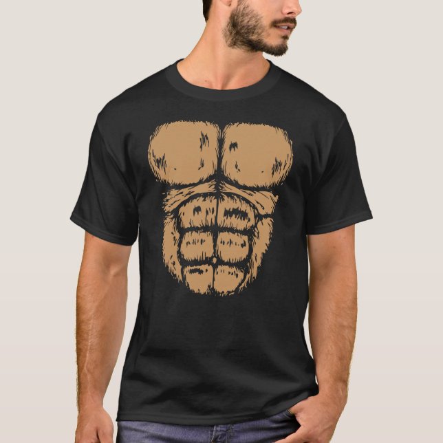 Gorilla Monkey Belly Chest Costume DIY Halloween T-Shirt (Vorderseite)