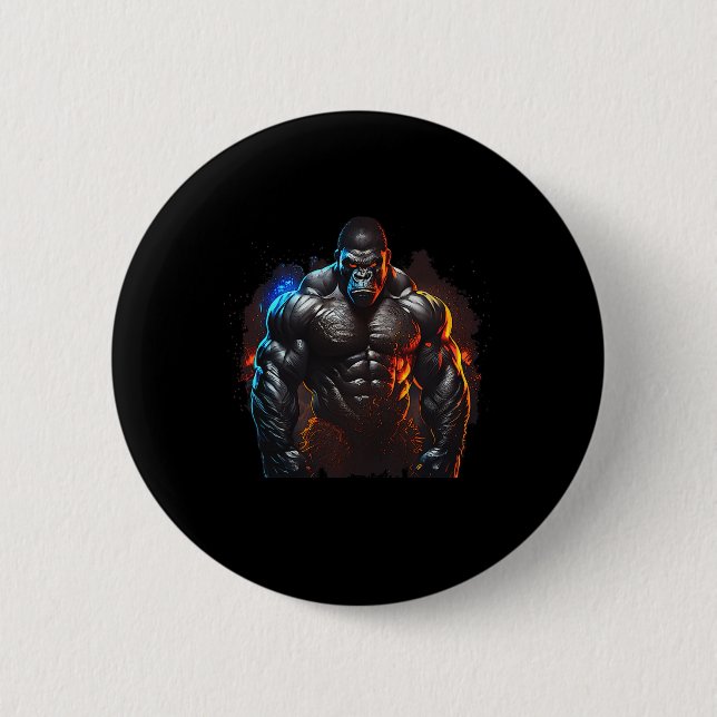 Gorilla Monkey Gym Wear Bodybuilding Workout Motiv Button (Vorderseite)