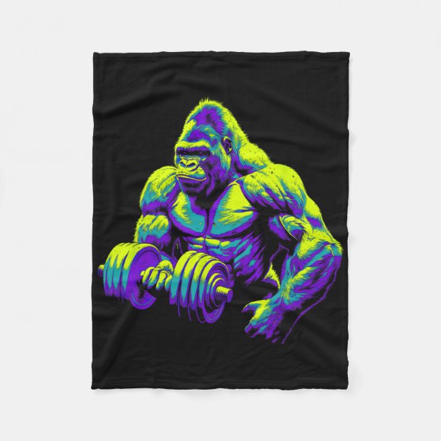 Gorilla Monkey Gym Wear Bodybuilding Workout Motiv Fleecedecke (Vorderseite)