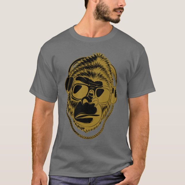 Gorilla Music - Cooles Musikdesign T-Shirt (Vorderseite)
