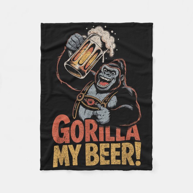Gorilla My Beer Funny Ape Stein Party Tier Fleecedecke (Vorderseite)