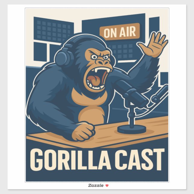 Gorilla Podcast über Air Studio Funny Podcaster Aufkleber (Blatt)