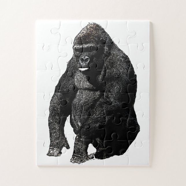 Gorilla Pop Art Black & White Puzzle (Vertikal)