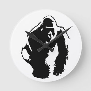 Gorilla Pop Art Runde Wanduhr