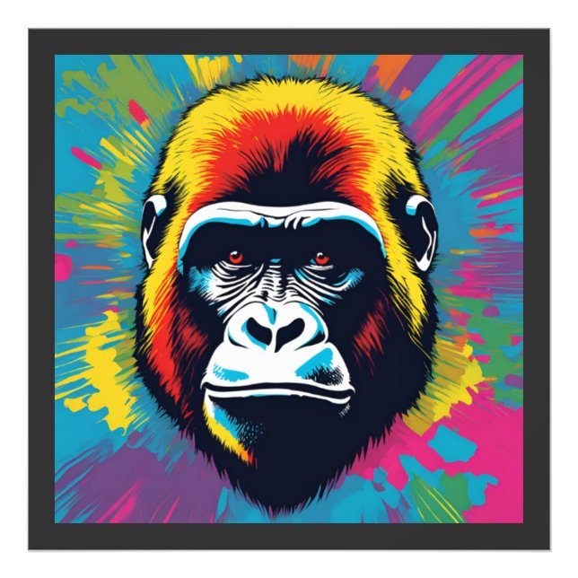 Gorilla Pop Cartoon Zeichnend Fotodruck (Vorne)