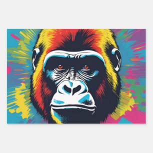 Gorilla Pop Cartoon Zeichnend Geschenkpapier Set