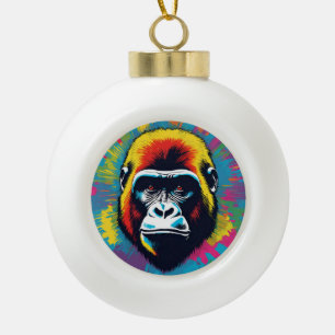 Gorilla Pop Cartoon Zeichnend Keramik Kugel-Ornament