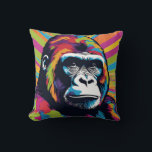 Gorilla Pop Cartoon Zeichnend Kissen<br><div class="desc">Digital Computer Animal Art - Uni Pop Kunst - Wilde Tiercomputer Bilder</div>