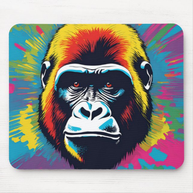 Gorilla Pop Cartoon Zeichnend Mousepad (Vorne)