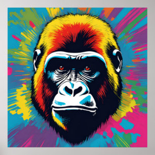 Gorilla Pop Cartoon Zeichnend Poster