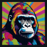 Gorilla Pop Cartoon Zeichnend Poster<br><div class="desc">Digital Computer Animal Art - Uni Pop Kunst - Wilde Tiercomputer Bilder</div>