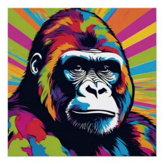 Gorilla Pop Cartoon Zeichnend Poster