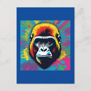 Gorilla Pop Cartoon Zeichnend Postkarte