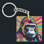 Gorilla Pop Cartoon Zeichnend Schlüsselanhänger<br><div class="desc">Digital Computer Animal Art - Uni Pop Kunst - Wilde Tiercomputer Bilder</div>