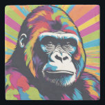 Gorilla Pop Cartoon Zeichnend Steinuntersetzer<br><div class="desc">Digital Computer Animal Art - Uni Pop Kunst - Wilde Tiercomputer Bilder</div>