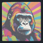 Gorilla Pop Cartoon Zeichnend Steinuntersetzer<br><div class="desc">Digital Computer Animal Art - Uni Pop Kunst - Wilde Tiercomputer Bilder</div>