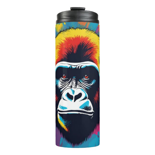 Gorilla Pop Cartoon Zeichnend Thermosbecher (Vorderseite)