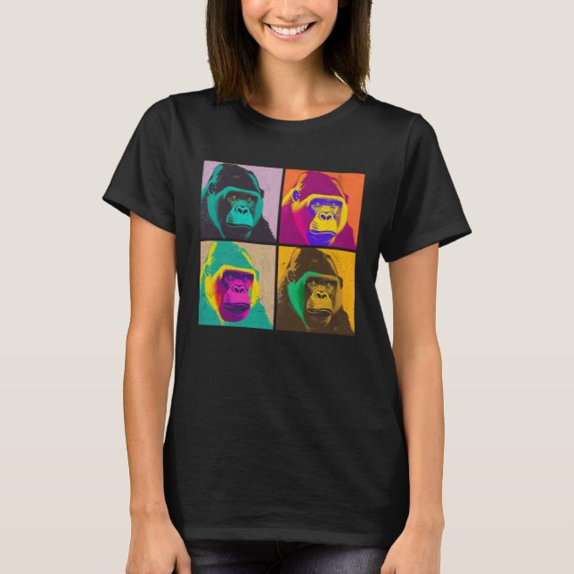 Gorilla Pop Illustration Colorful Animal Women T-Shirt (Vorderseite)