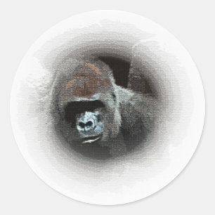 Gorilla Portrait Runder Aufkleber