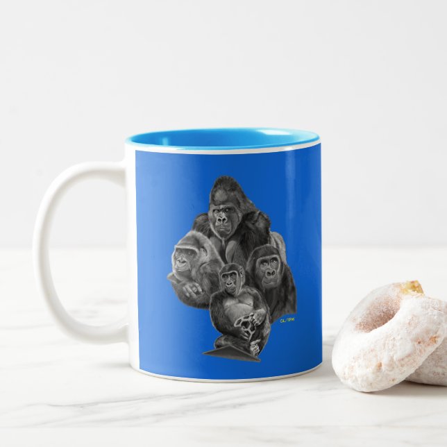 Gorilla Portrait Tasse BLUE (Mit Donut)