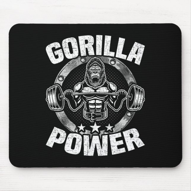 Gorilla Power Bodybuilding Gewichtheben Workout  Mousepad (Vorne)