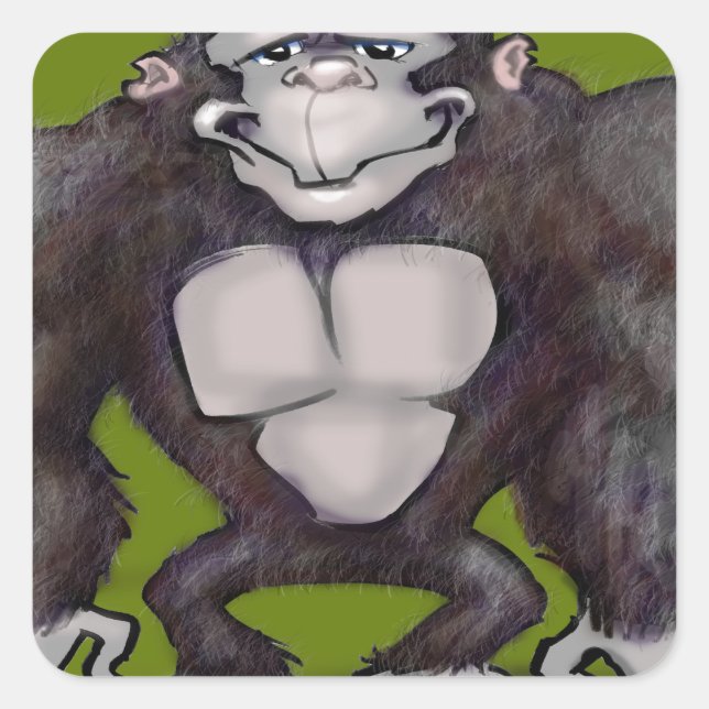 Gorilla Quadratischer Aufkleber (Vorderseite)