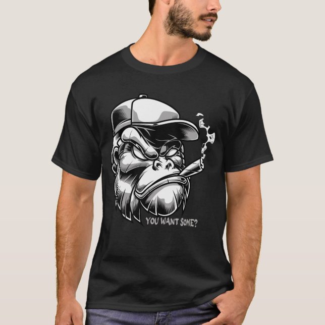 Gorilla Rauchen Zigarre - Will du was? Städtische  T-Shirt (Vorderseite)
