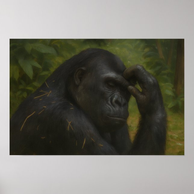 Gorilla Reflection - Ein durchdachtes Tierportrait Poster (Vorne)