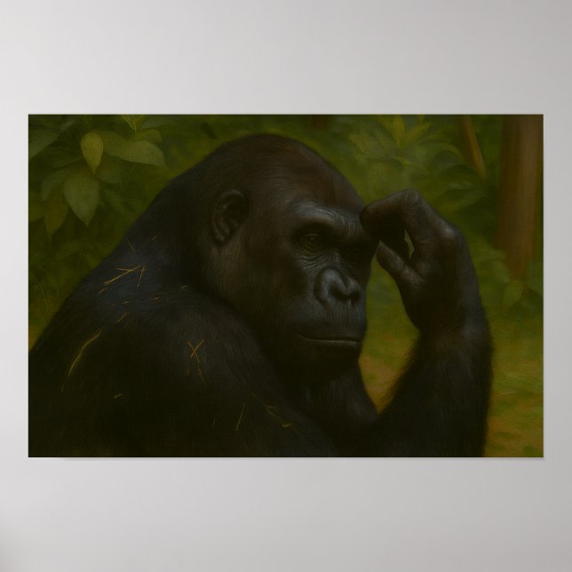 Gorilla Reflection - Ein durchdachtes Tierportrait Poster (Vorne)