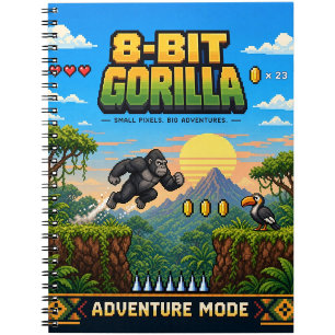 Gorilla, Retro-8-Bit-Pixel-Art Notizblock