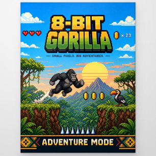 Gorilla, Retro-8-Bit-Pixel-Art Postkarte