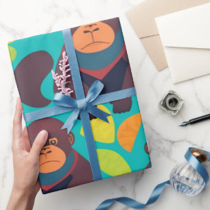 Gorilla Retro Personalisiertes Muster Geschenkpapier