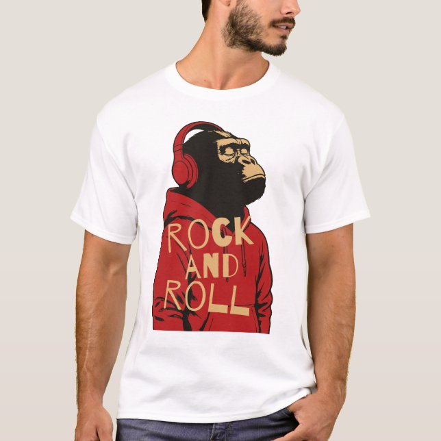 Gorilla Rock And Roll Kapuzenpullover T-Shirt (Vorderseite)