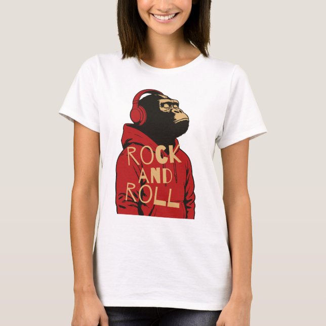 Gorilla Rock And Roll Kapuzenpullover T-Shirt (Vorderseite)