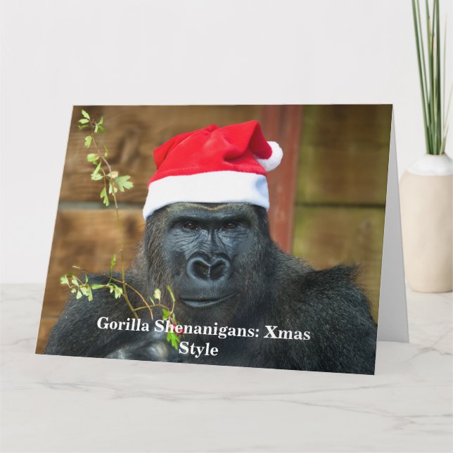 Gorilla Shenanigans über Weihnachten Karte (Vorderseite)