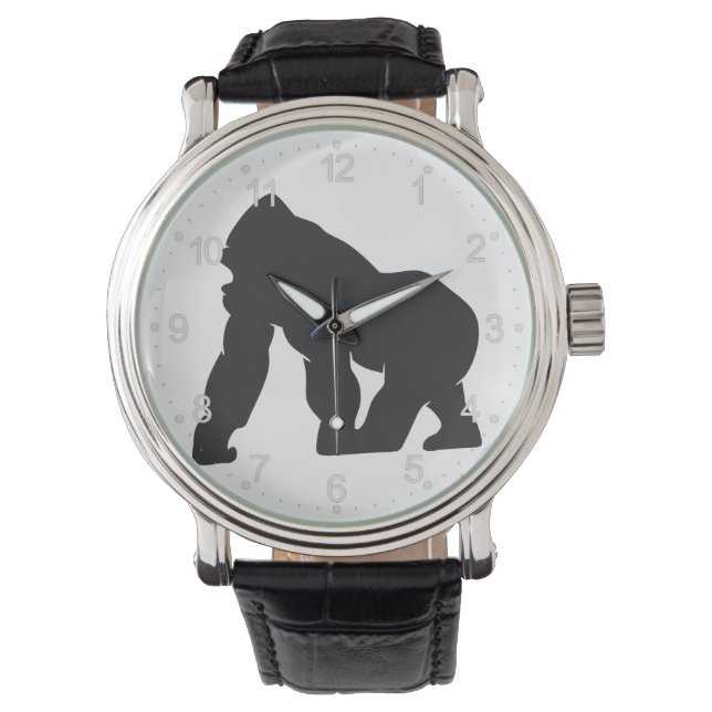 Gorilla-Silhouette Armbanduhr (Vorderseite)
