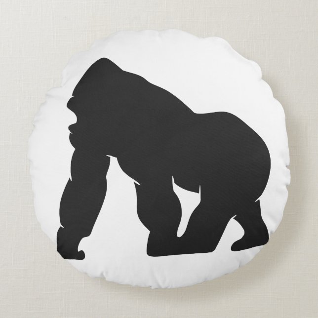 Gorilla-Silhouette Rundes Kissen (Vorderseite)